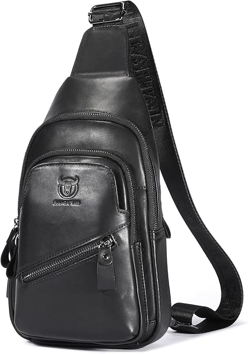 LUKZIJAES Genuine Leather Sling Bag for Men
