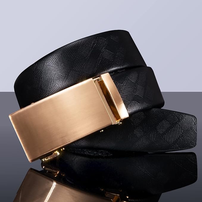 Barry.Wang Mens Belts Leather Ratchet Automatic Buckle Slide Click 1 3/8" Designer Dress Fashion Classic Casual Work Business