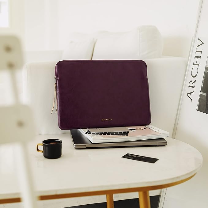 Comfyable Leather Laptop Sleeve Compatible with 16 Inch MacBook Pro M5 Pro/Max & 15 Inch MacBook Air M5 2026 (Loose Fit), Berry Brown