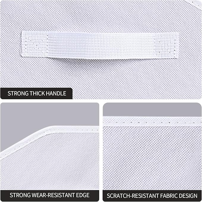 Homsorout Fabric Bins for Organization - Trapezoid Storage Cubes, Large Baskets for Storage, 6 Pack Shelf Baskets, Closet Organizer Bins for Clothes, Books, Home, Office, White