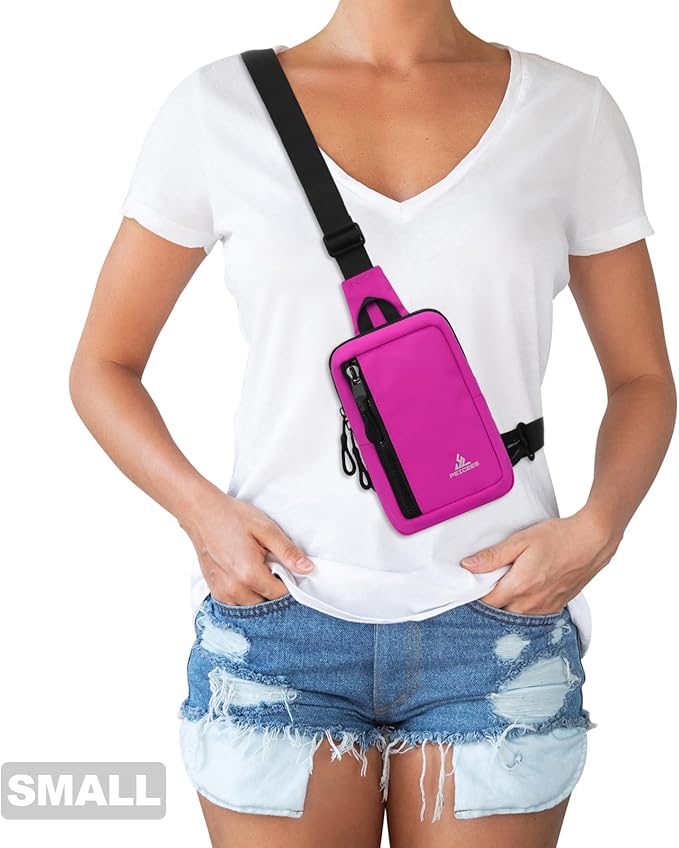 Peicees Small Crossbody Bag for Men Women Mini Sling Bag Travel Running Phone Daypack Cross Body Shoulder Bags, 2 Sizes, Small Rose