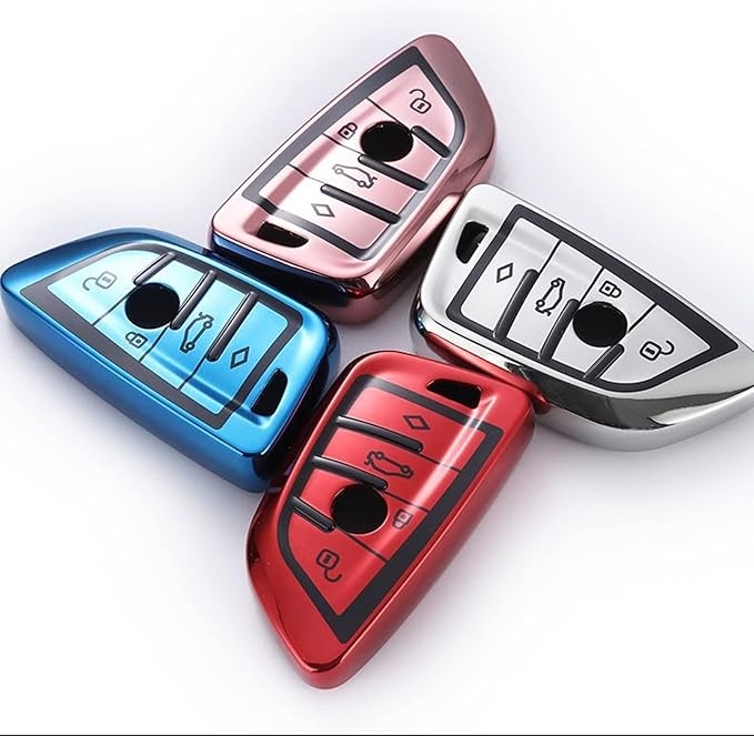 Creativity Suitable for BMW key fob Cover. Advanced soft TPU key box is compatible with F30 F45 F55 G20 G30 X1 X3 X4 X5 X6 X7 3 5 6 7 8 M5 M6 GT series smart key (Type B Red single Key Case)