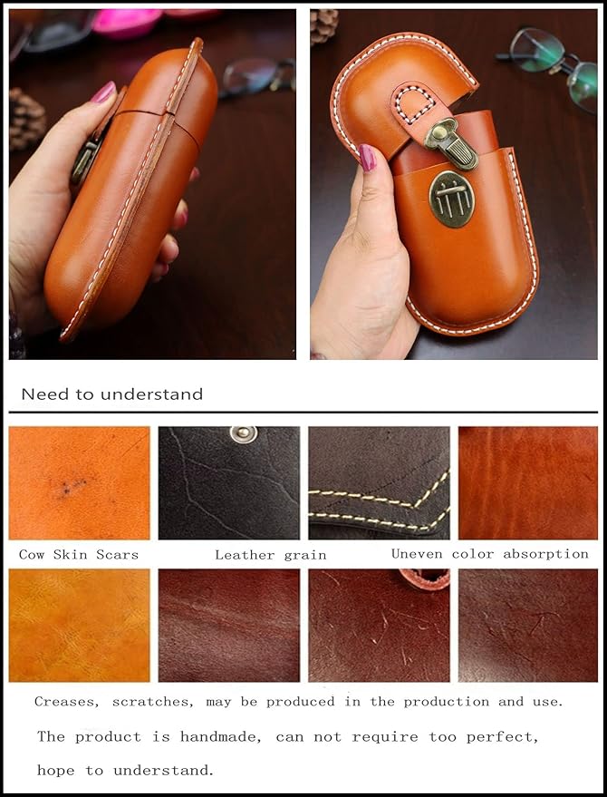 Leather Eyeglass Case Hard Shell Retro Men And Women Sunglasses Nearsighted Glasses Locking clasp Protection Box