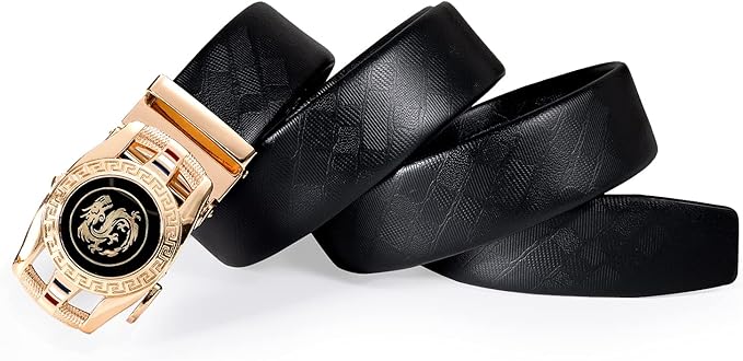 Dubulle Designer Mens Belts, Sliding Automatic Buckle Ratchet Dress Belt TOP Genuine Leather Strap Gifts