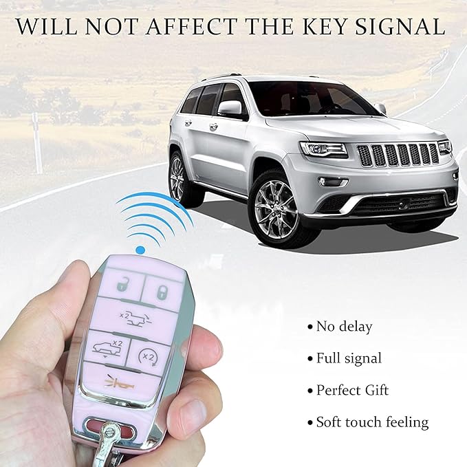 Key Protective Shell for RAM Key Fob Cover with Keychain Fit for RAM 1500 2500 3500 Smart Key Case Accessories (6-Button-Pink-Silver)