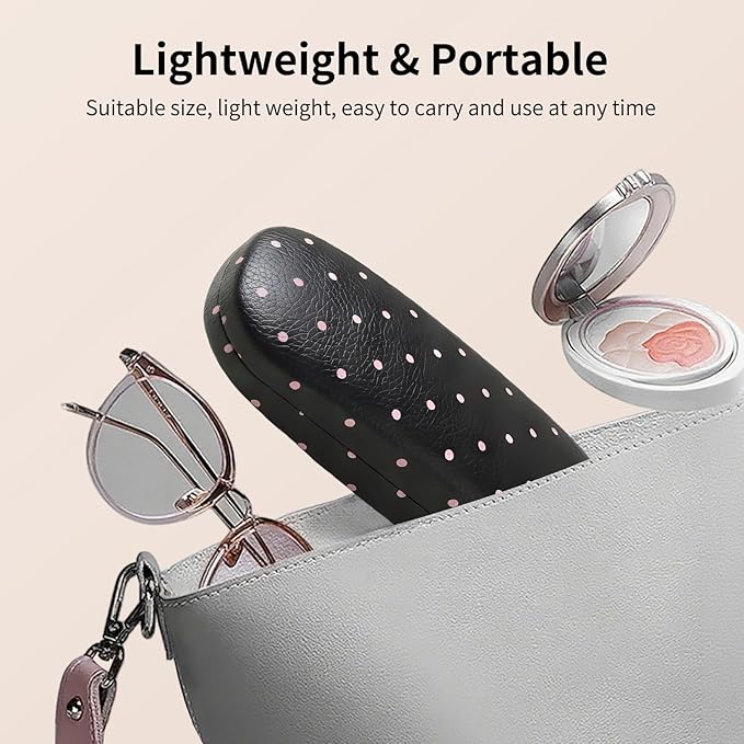 Glasses Case Hard, Cute Sunglasses Case for Women Leather Protective Case for Eyeglass with Cleaning Cloth
