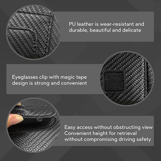 Car Sun Visor Organizer, Multifunctional Auto Visor Document Holder with Sunglasses Clip, Universal Car Interior Accessories Organizer for Drving License, Card, Pen (Carbon Fiber Black)