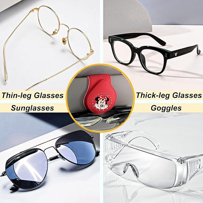 Sunglasses Holders Car Sun Visor for Anime, Magnetic Leather Glasses Eyeglass Hanger Clip for Car, Ticket Card Clip Eyeglasses Mount, Car Visor Accessories