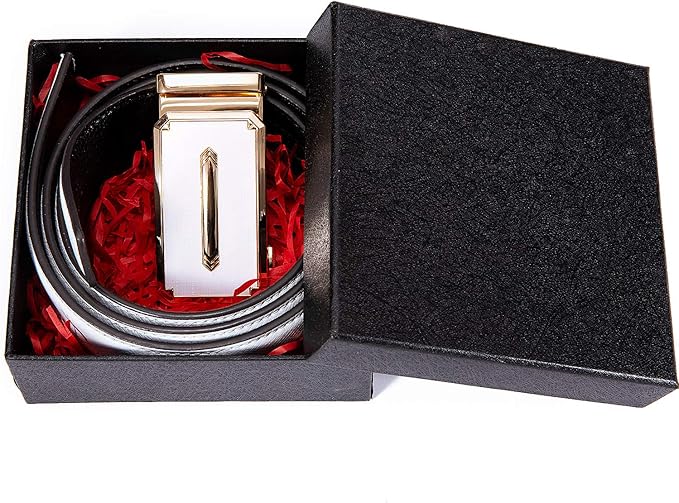 Dubulle Men's Ratchet Belt Gold/Black/Red/Green/Blue/White Automatic Buckle Business Casual Belt Gift - Adjustable Fit