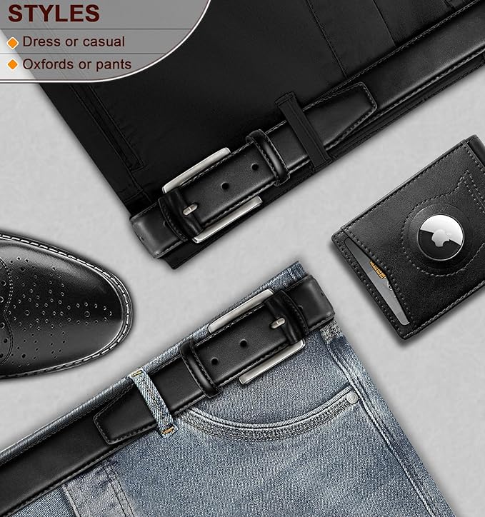 BULLIANT Men Belt Multi Pack,Leather Belt For Gift Men Golf Dress Casual Jean 7Holes 1 3/8"