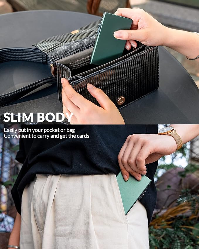 VULKIT Minimalist Credit Card Holder Pop Up Cards RFID Protection Slim Metal Wallet