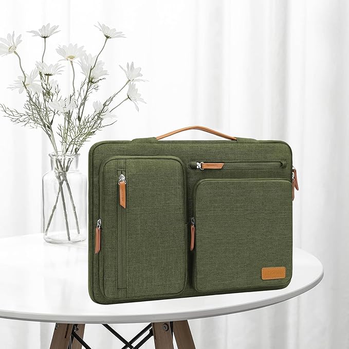 MOSISO 360 Protective Laptop Case 13 inch, 13 inch Laptop Sleeve Compatible with MacBook Air M5 M4 M3 M2 M1 2026-2018/Neo/Pro M2 M1, Side Open Carrying Case with 4 Zipper Pockets&Handle, Olive Green
