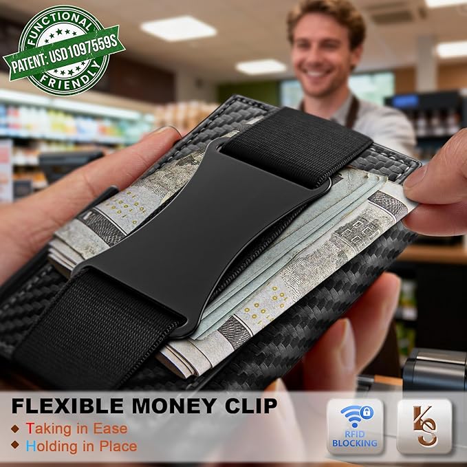KEMISANT Airtag Wallet Men Gift,Mens Slim Front Pocket Wallet Money Clip Standard or Apple Airtag Use 3.8"×2.8"×0.9"