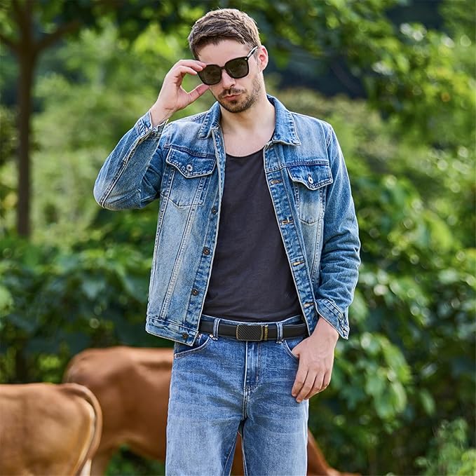 VATAN Men's Belt Leather Ratchet Belt for Men Dress Casual Every Day with Adjustable Buckle, Trim to Fit