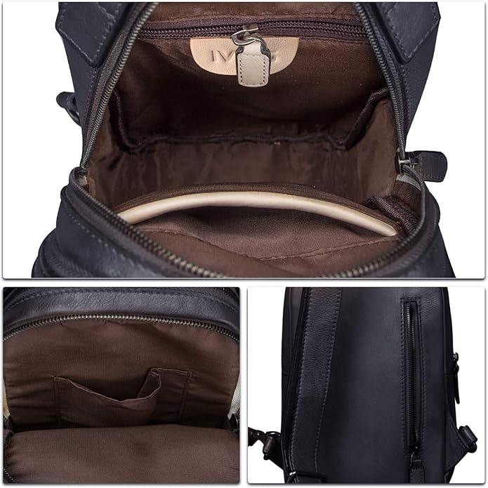 Genuine Leather Sling Bag for Men and Women Vintage Real Leather Sling Backpack Shoulder Crossbody Bags Chest Purse