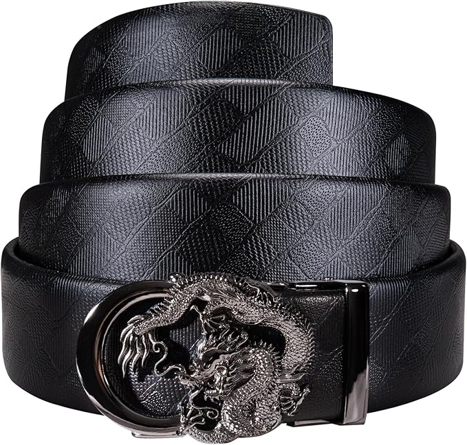 Dubulle Designer Ratchet Belt for Men Leather Fashion Adjustable Automatic Buckle Sliding Removable Dress Casual