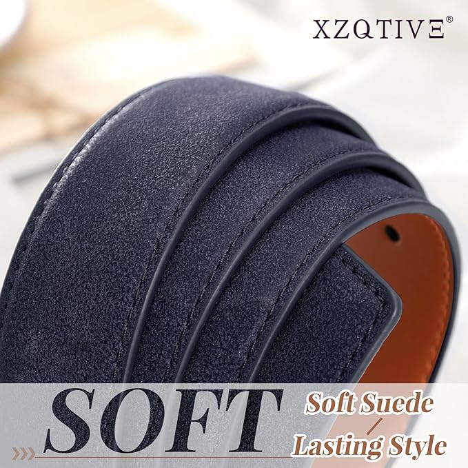 XZQTIVE Mens Suede Belt - 1 3/8" Genuine Leather Dress Belt for Jeans Dress Handmade Classic Every Day Belt