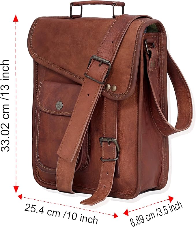 Leather Satchel Tablet Bag Laptop Case Office Briefcase Messenger Gift for Men Computer Distressed Shoulder Bag