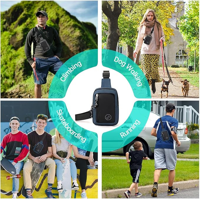 Long Keeper Mini Sling Bag - Women Men Vegan Leather Crossbody Phone Bag Waterproof Travel Running Chest Bag Casual Daypack