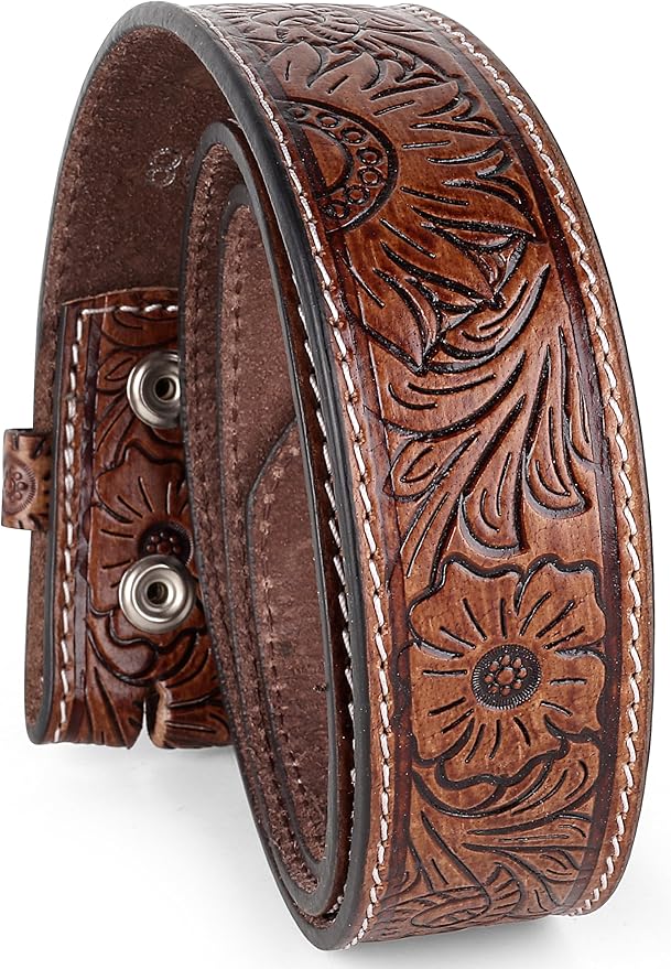 F&L CLASSIC Western Belt without buckle for men – Full Grain Leather Cowboy Belts for jeans - One Piece Leather strap belt