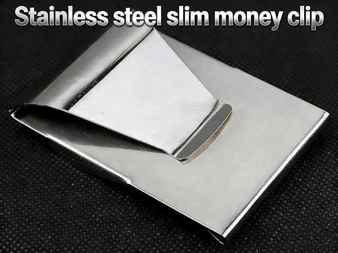 Stainless Steel Slim Clip Double Sided Wallet Money Clip,Credit Card Name Card Holder