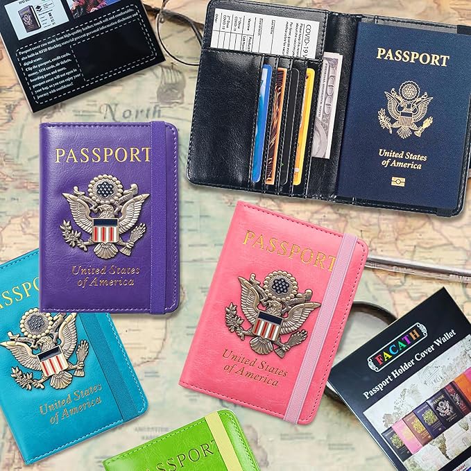 Premium Passport Holder for Travel, RFID Blocking Passport Cover Slim, Durable & Travel-Friendly, Passport Wallet Keep Your Documents Safe & Organized (Pink)