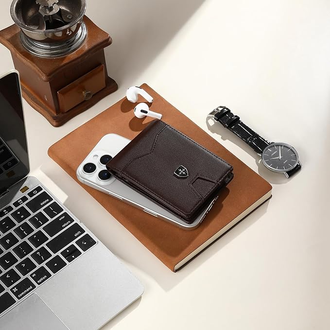 Mens for Wallet Leather Bifold Credit Card Holder, RFID Blocking Front Pockets Minimalist Men Wallets