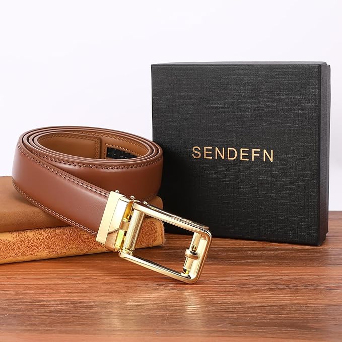 SENDEFN Men's Leather Dress Casual Belt 1 3/8" Automatic Adjustable Click Buckle Belts with Gift Box