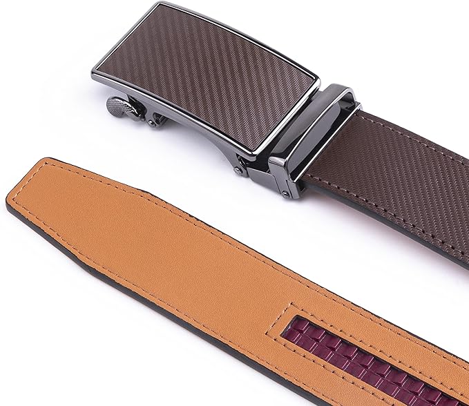 Fabio Valenti Mens Belt,Ratchet Belt Dress with 1 3/8" Genuine Leather with Easier Adjustable Buckle, Trim to Fit