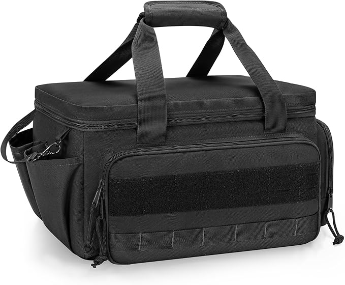 Rexmica 14-Inch Tool Bag with Anti-friction Bottom, Hand Tool Storage Organizer for Men, Tactical Range Bag, Multi-purpose Work Tote for Repairman, Carpenters, Handyman, Black