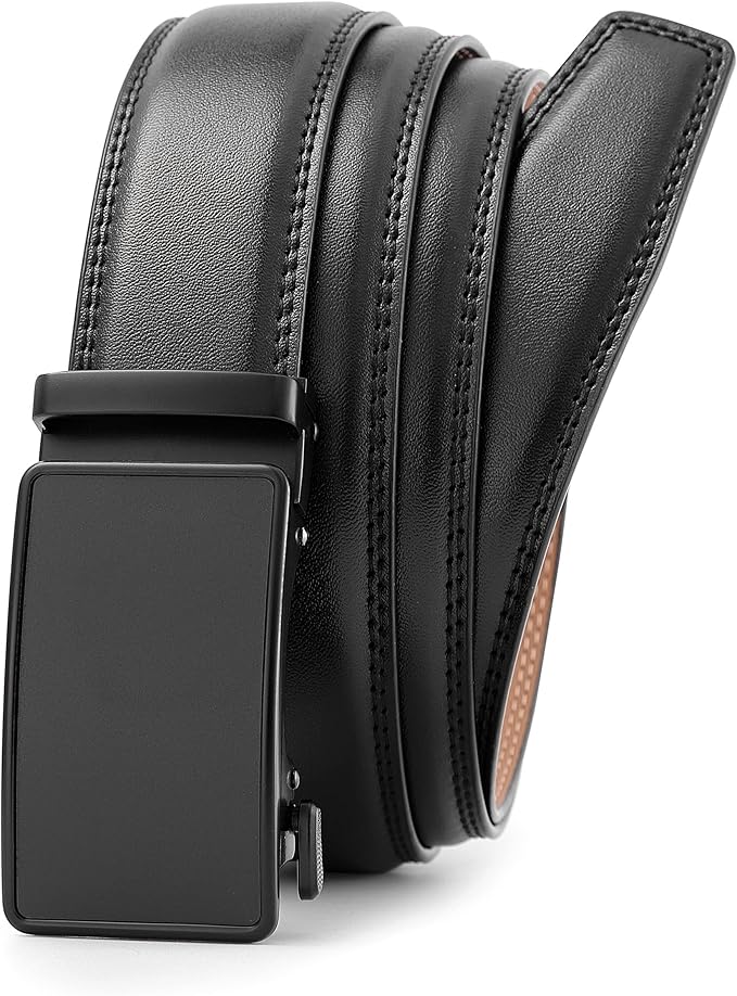 Lingli Men's Belt,Ratchet Dress Belt with Automatic Buckle Brown/Black-Trim to Fit-35mm wide