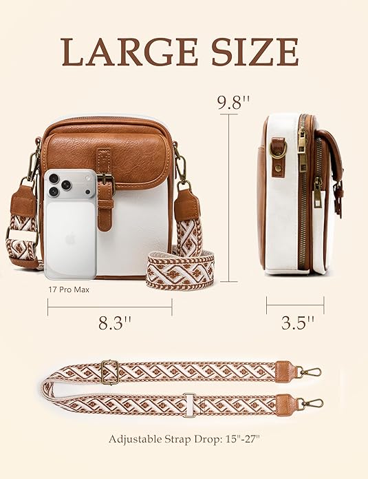 Crossbody Bag for Women Men, Vegan Leather Anti-Theft Messenger Shoulder Bag, Vintage Cross Body Purse with Card Slots