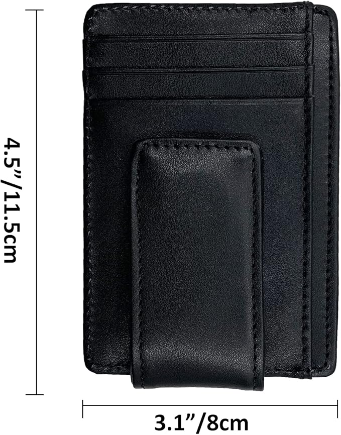Money Clip RFID Front Pocket Wallet Men Leather Slim Minimalist Wallet