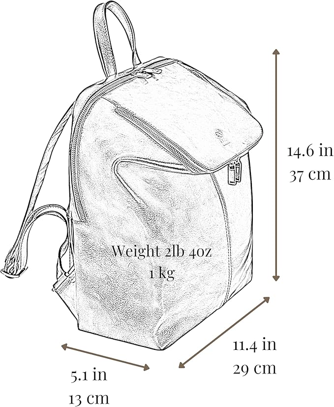 Time Resistance Leather Backpack - Unisex Business Rucksack Laptop Bag for Bag and Women (Cognac Brown)