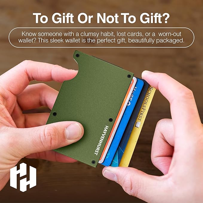 Hayvenhurst Wallet for Men - Slim RFID Blocking Metal Wallet with Money Clip, Minimalist Front Pocket Credit Card Holder, Small Mens Wallet | Reinvented Design, Slim, Minimalistic, Seamless, Blocks RFID Scanners, with a Money Clip