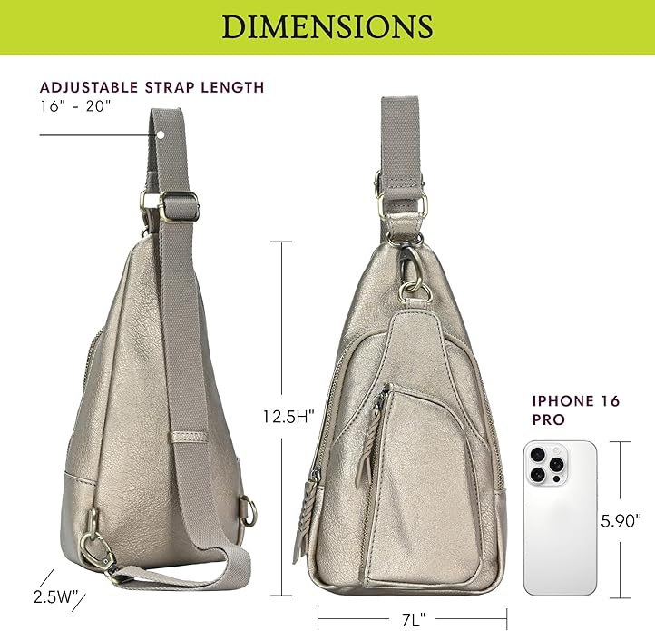 MMS Brands Antik Kraft Tasha Crossbody Sling | Vegan Leather Crossbody Bag for Women with 16-20" Strap | Sling Bags for Women