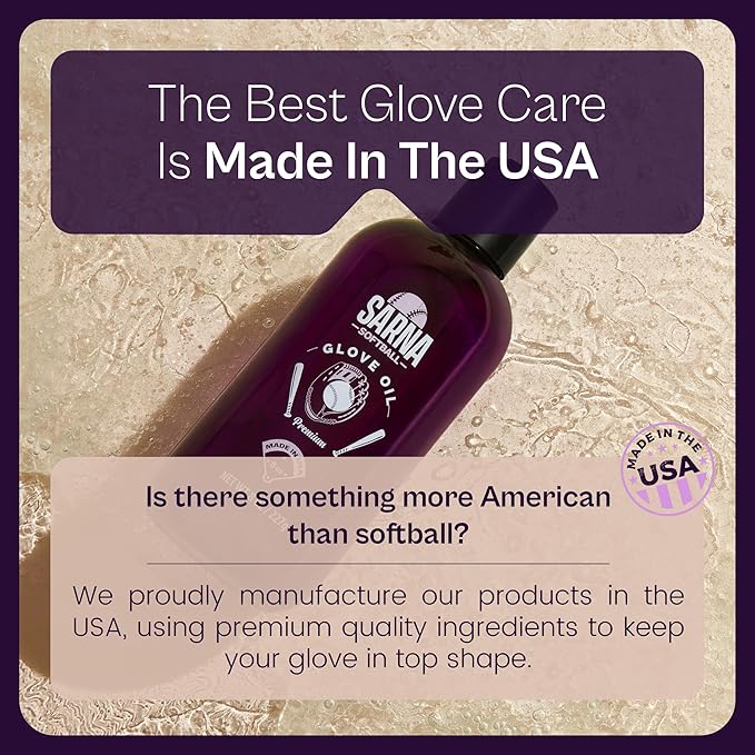 SARNA BASEBALL Glove Oil for Softball & Baseball Gloves, 8 Oz – Lanolin-Based Formula, Helps Soften Leather & Prevents Cracking – Game-Ready Glove Oil to Break in Gloves