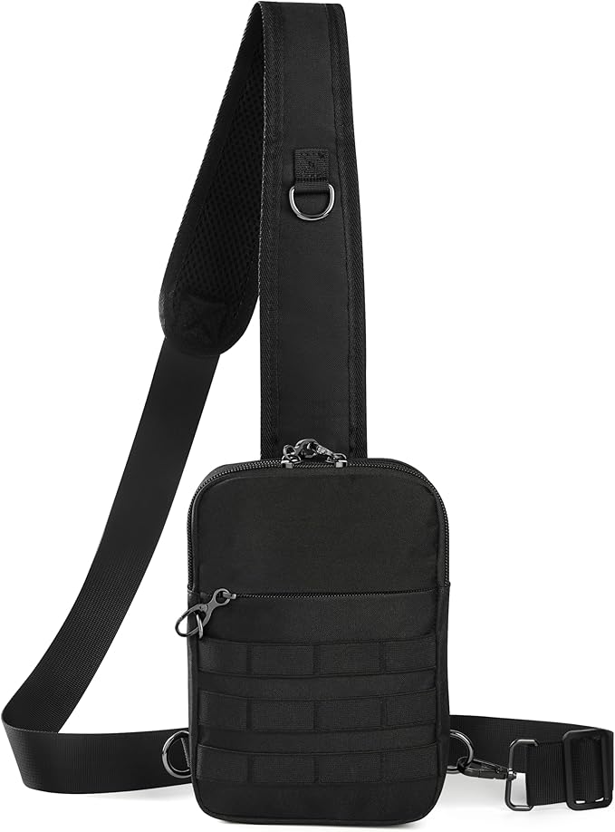 Anti Theft Sling Bag Tactical Small Shoulder Chest Crossbody Bag for Men Women with Zipper Lock RFID Blocking