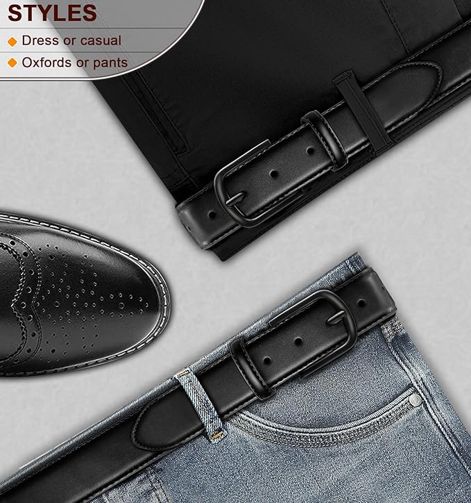 KEMISANT Men Belt-Genuine Leather Belt for Men Dress Casual Golf Jeans 1 3/8"