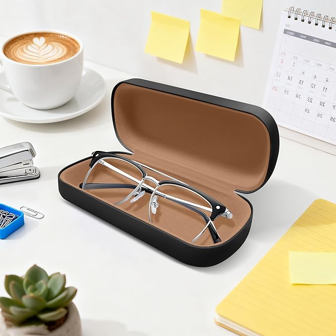 Glasses Case Large Hard Shell Eyeglasses Case PU Leather Protective for Sunglasses Eyeglasses