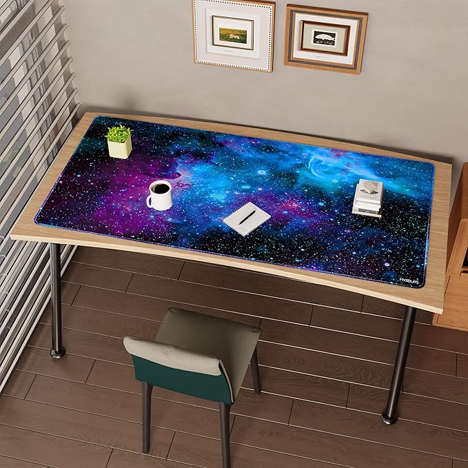 Mydours 63 x 32 inches Gaming Mouse Pad, Extra Large XXL Full Desk Pad, Smooth Fabric & Non-Slip Rubber Mouse Mat, Extended Desk Mat for Gaming, Office and Working (Universe)