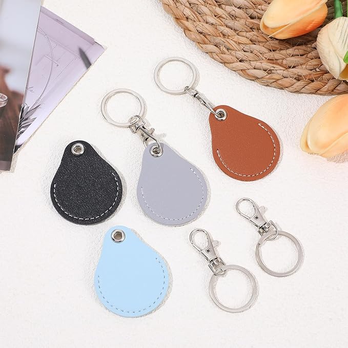 8 Pack Leather Key Fob Holder PU Leather Keychain Key Holder Proximity ID Card Keychain Protector Case Cover for Keychains General Keys Fob for ID Cards Keys