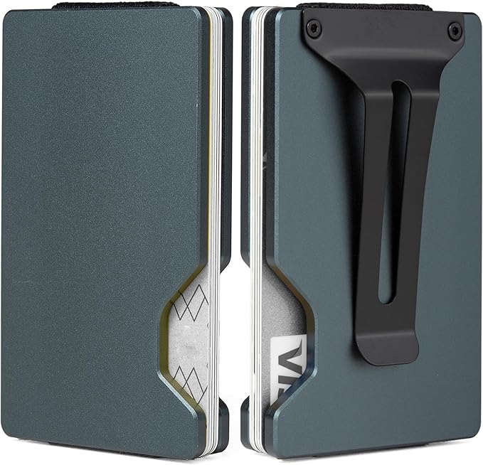 Minimalist Slim Wallet for Men,RFID Blocking Metal Wallet,Aluminum Credit Card Holder & Money Clip 12-15 Cards,Slim Rfid Front Pocket Mens Wallet,Matte Grey