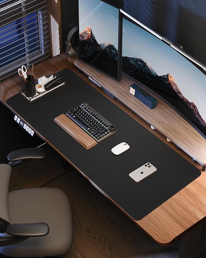 Desk Pad PU Leather Large Mouse Pad Laptop Computer Desk Mat Table Blotter Waterproof Non-Slip Desktop Protector Write Pad for Office and Home (Black, 80x40cm)