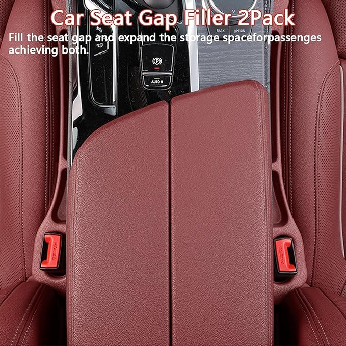 Car Seats Gap Filler Dual-Slot Car Seat Gap Organizer – with Belt Slot, Anti-Drop Gap Filler for Cars & SUVs – No More Lost Items, All Within Reach (2PCS) (Black)
