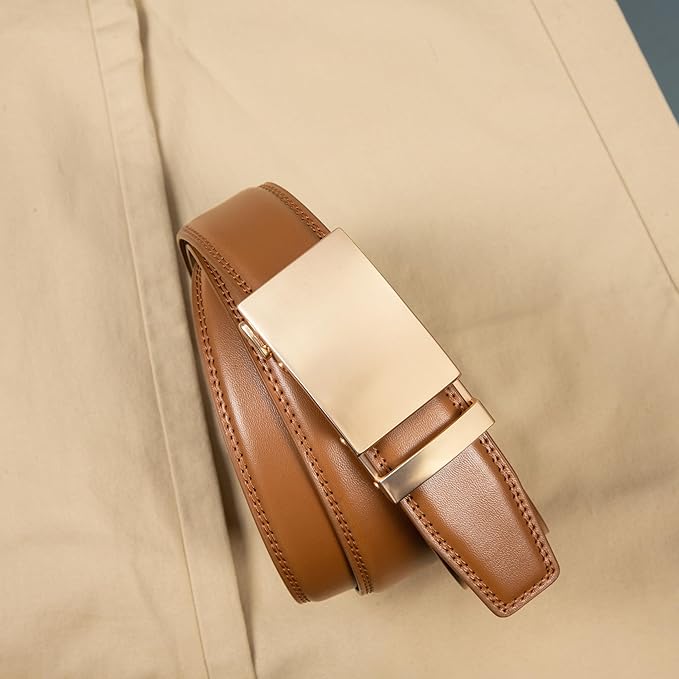 Founders & C Ratchet Belts for Men-Black/Brown Belt Leather 1 3/8" for Casual Dress-Micro Adjustable Belt