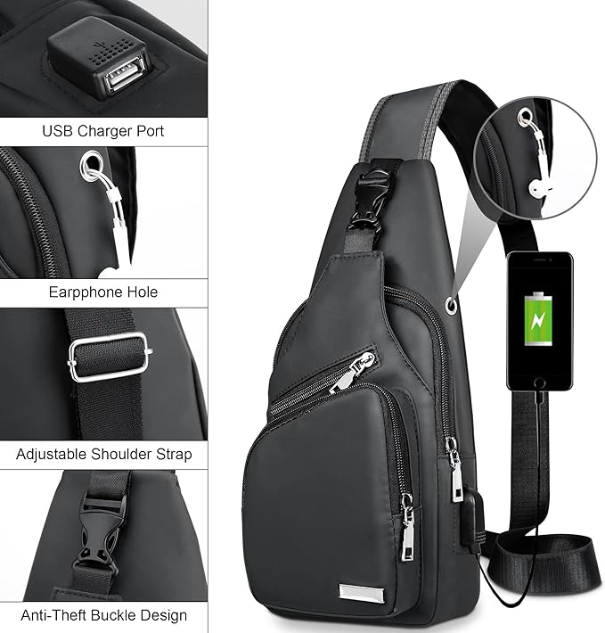 Waterproof Sling Bag Crossbody Backpack for Men Women Sling Backpack Hiking Daypack Multipurpose Cross Body Chest Bag