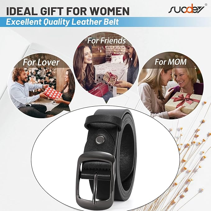 SUOSDEY Women Belts For Jeans Dresses Pants Ladies Leather Waist Belt with Elegant Buckle, Width 1.3"