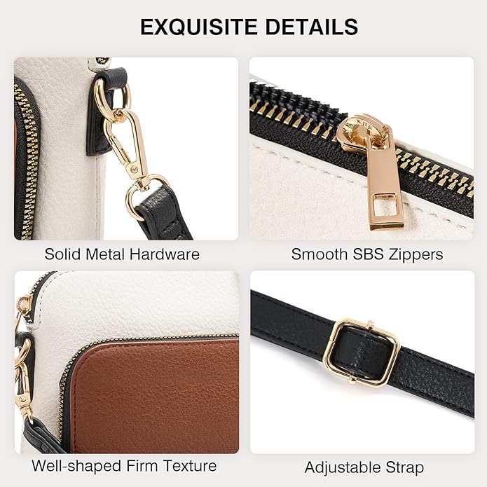 Marvolia Crossbody Bag for Women - PU Leather Shoulder Bag Trendy Small Crossbody Purse Bag for Travel Work Party
