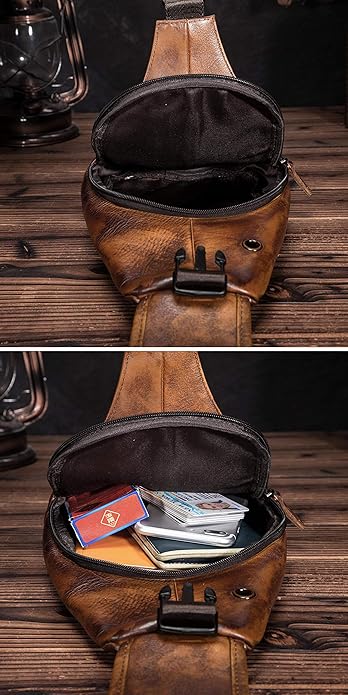 Le'aokuu Men Fashion Casual Tea Designer Travel Hiking Crossbody Chest Sling Bag Rig One Shoulder Strap Bag Men Leather 8015 | Fashion, Casual, Tea, Designer, Travel, Hiking